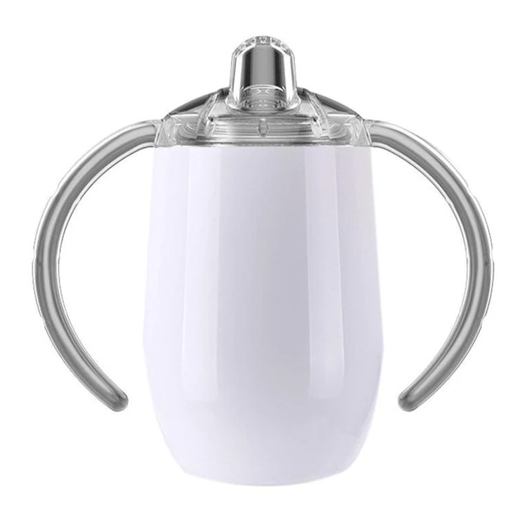 

10oz Blank Sublimation Tumbler Stainless Steel Sippy Cup for Baby Kids, White