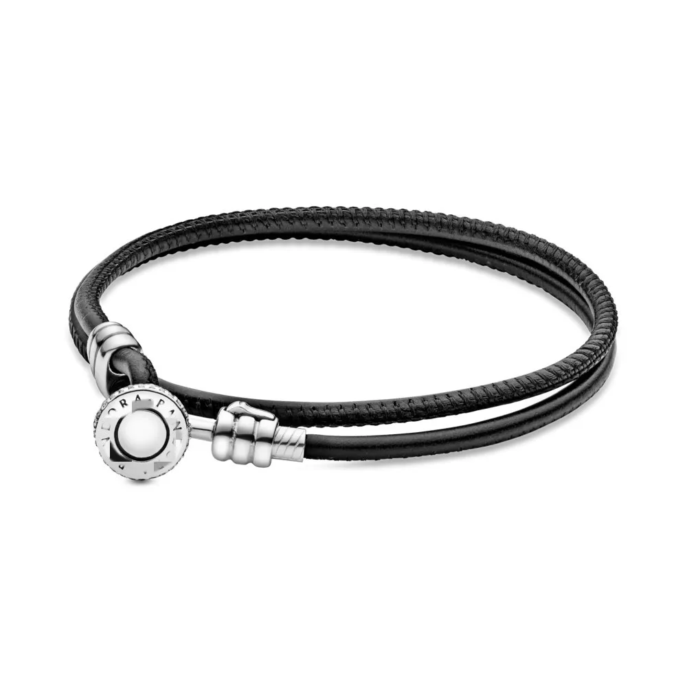 

2021 Wholesale price Colorful Rope Chain Woven Leather women Bracelets Fit Pandora style Double Black Leather Bracelets, As pic