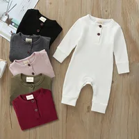 

Super soft cotton long sleeve solid color baby jumpsuit crawling suit