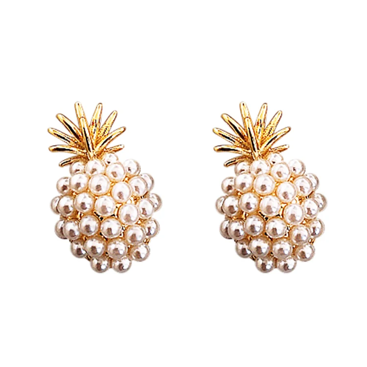 

Charare 18k gold plated pineapple pearl stud earrings jewelry