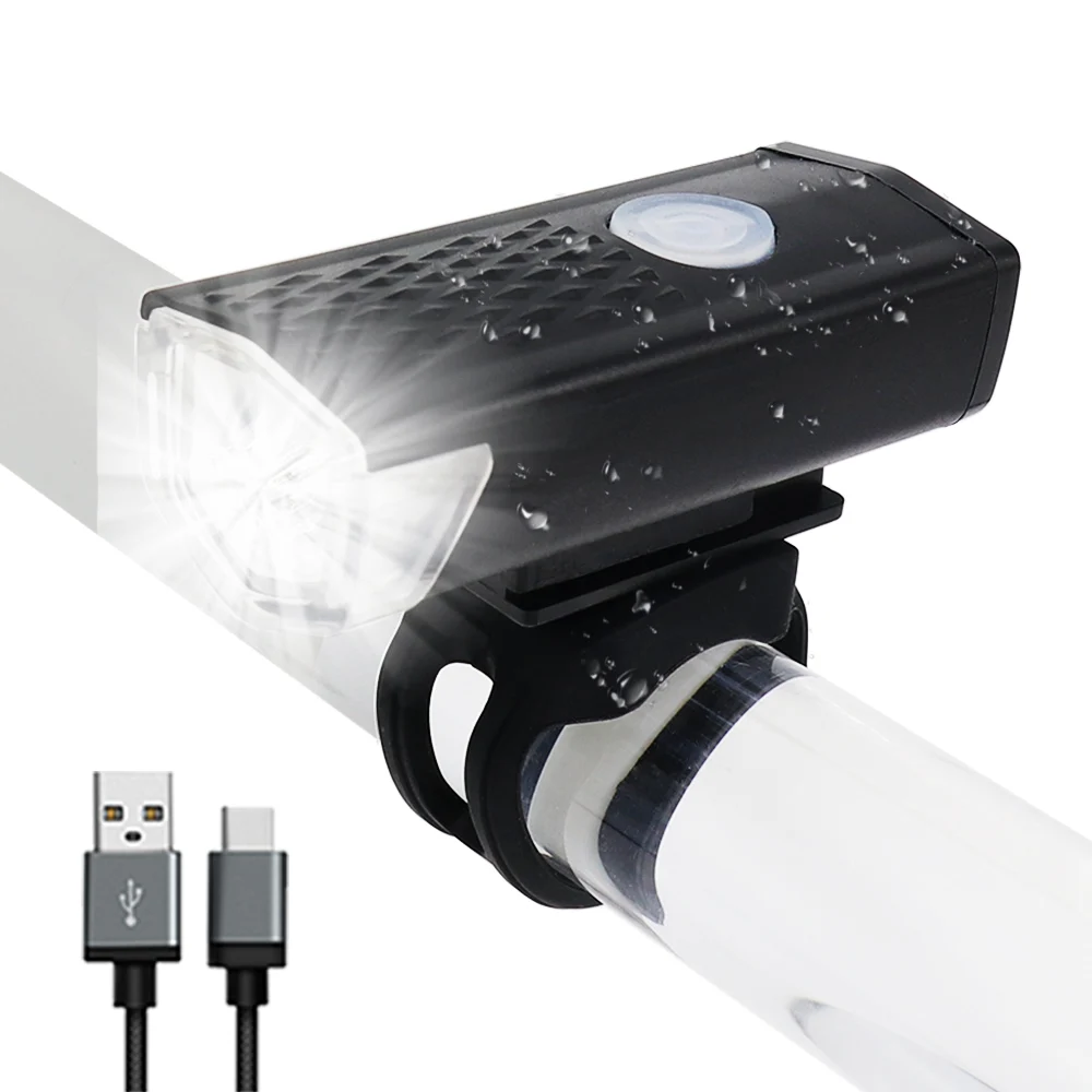 

Bike Light USB Rechargeable 3 Mode Bicycle Front Light lamp Bike Headlight Cycling LED Flashlight, Black / white