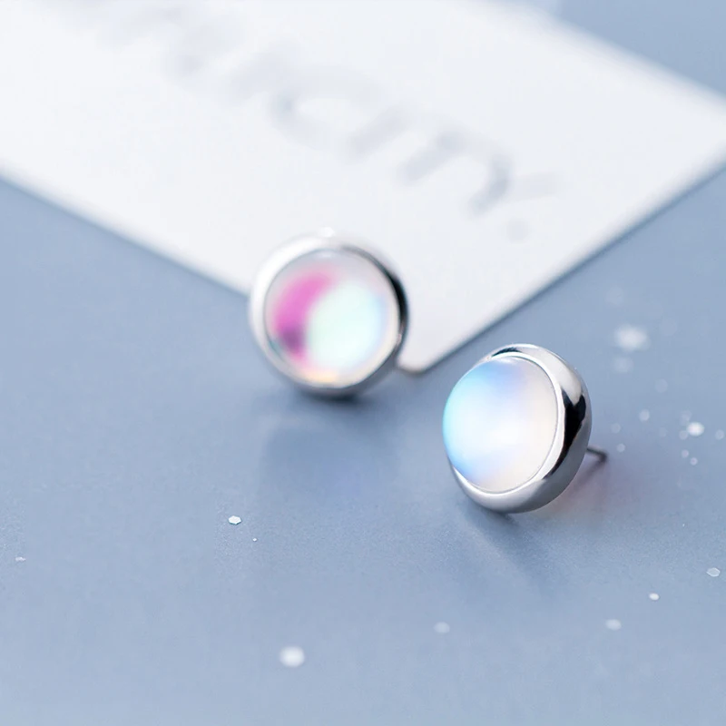 

trendy jewellery 925 sterling silver cute synthetic glass stud earrings women girl evening casual beach party wear