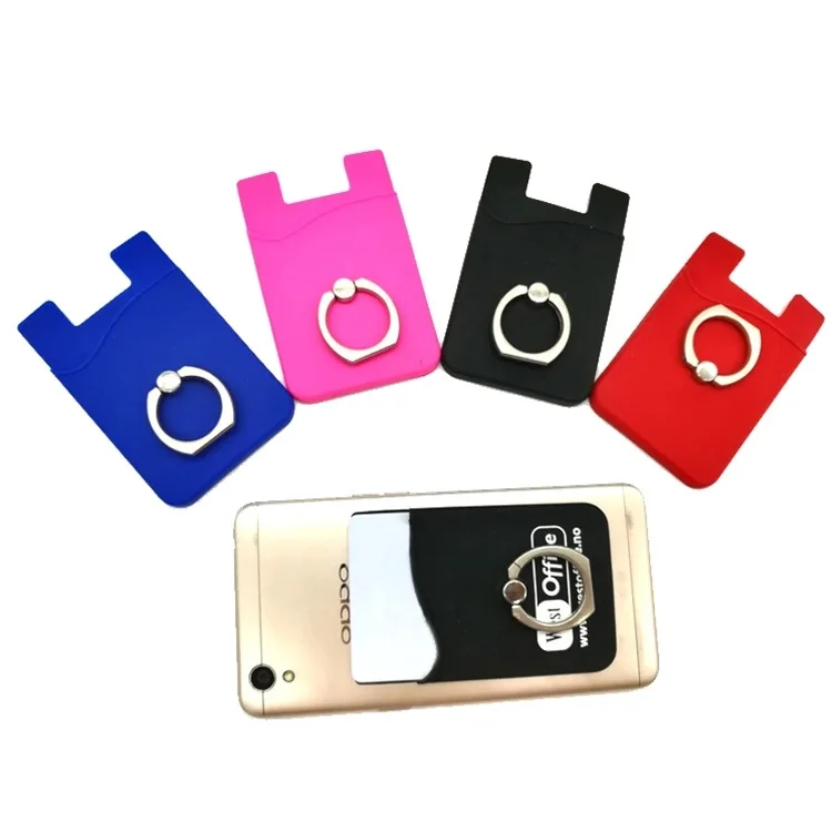 Credit Phone Mobile 3M 300Lse Sticker Pouch for Iphone Id Adhesive Custom Business Rubber Logo Sleeve Cell Silicone Card Holder