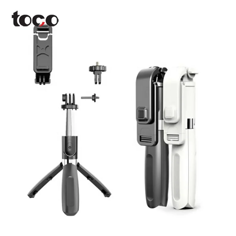

toco Portable 4 in 1 wireless selfie stick emote control Phone led selfie stick, Black white other