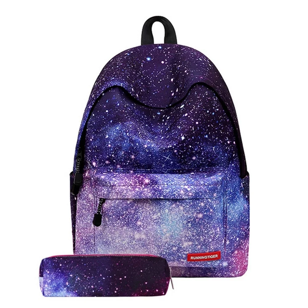 

Galaxy Backpack Girl School Book Shoulder Pencil Bag Laptop Rucksack, Purple