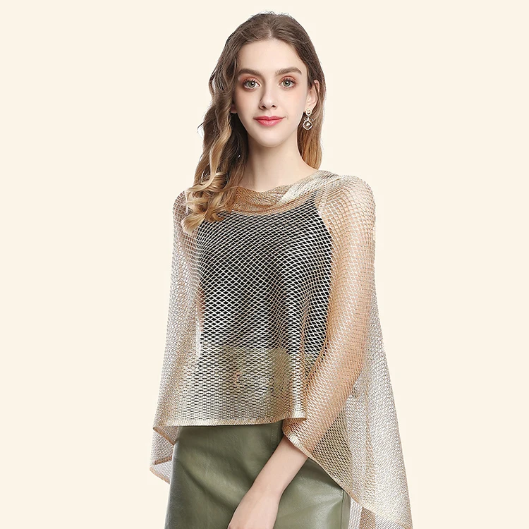 

Fashion Hollow Women Scarves Evening Party Dresses Tassel Shawl Sparkling Metallic Shawls