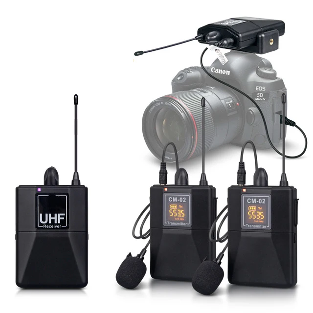 

Hot selling Wireless lapel Camera /dslr wireless microphone For Interview Recording, Black