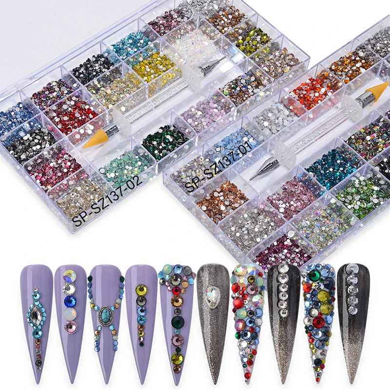 

New red nail jewels rhinestones boxes flatback nail crystal for nails art, Colorful