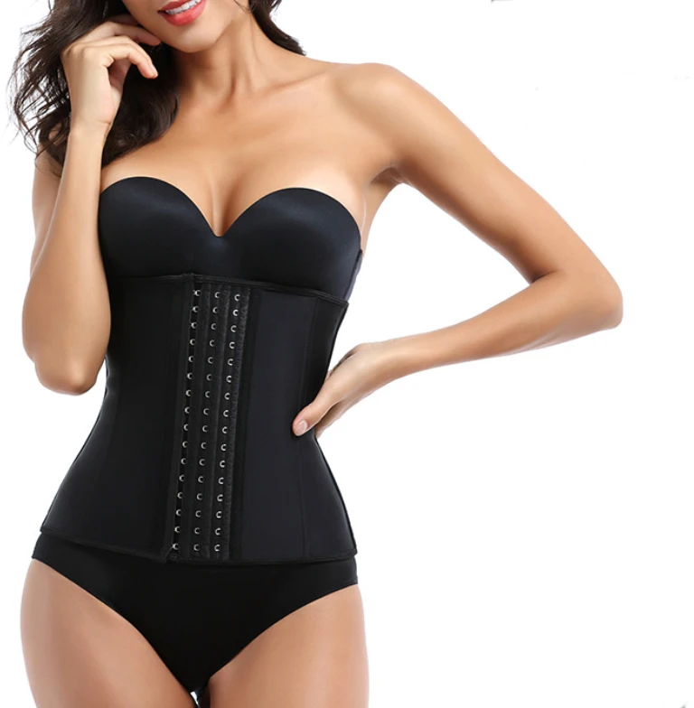 

Wholesale 9 steel boned Colombian Corsets Latex Waist Trainer, Beige, black