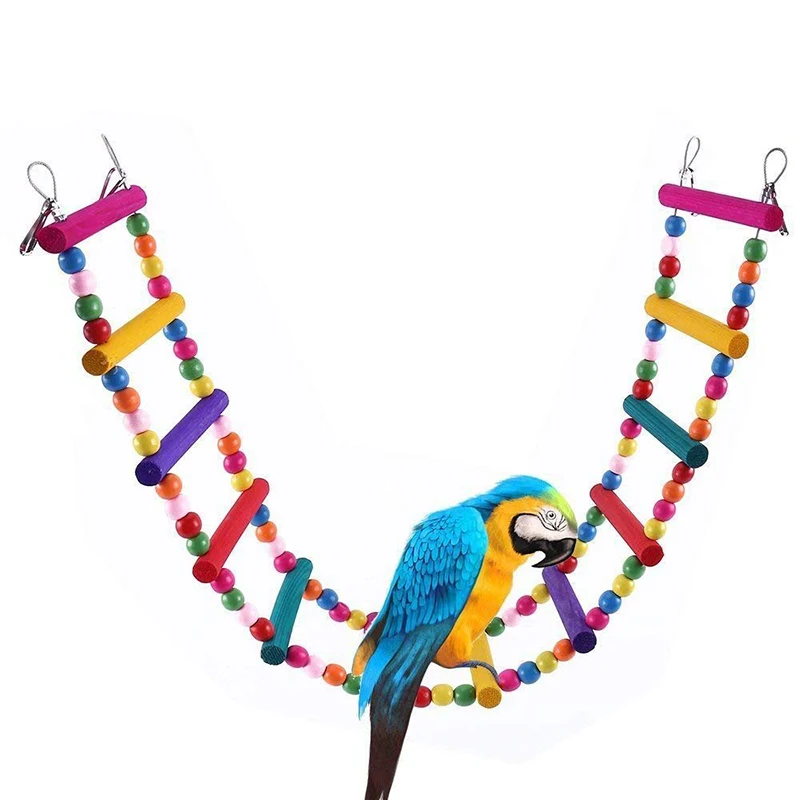 

Parrots Ladders Climbing Toy Hanging Parrot Hamster Swing Colorful Balls Wooden Parrot Toys Birdcage Exercise Pet Bird Supplies