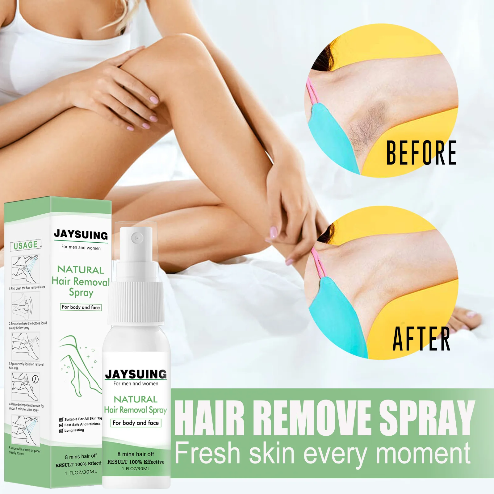 

Beard Bikini Legs Armpit Permanent Painless Hair Remover Spray Powerful Hair Removal Cream Spray Body Hair Depilatory