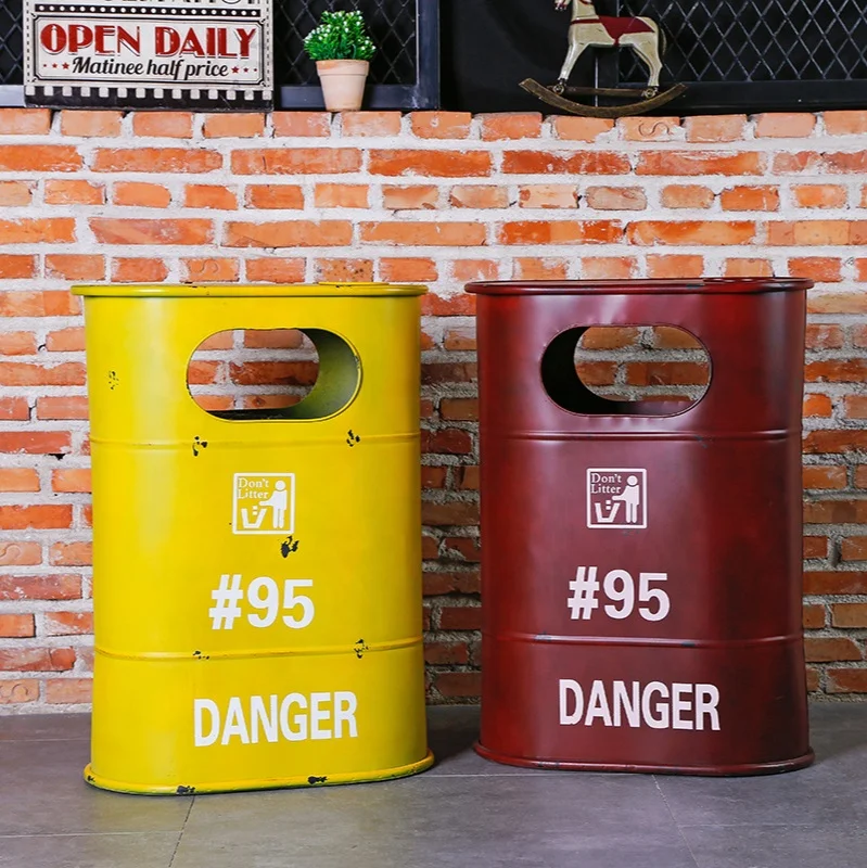 

loft industrial style trash can decorations living room iron trash can, Yellow