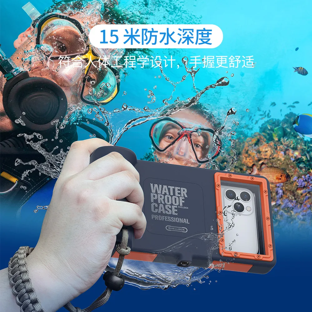

2021 new high-strength 15m waterproof standard full face for iPhone and for Samsung diving shell, 2 colors