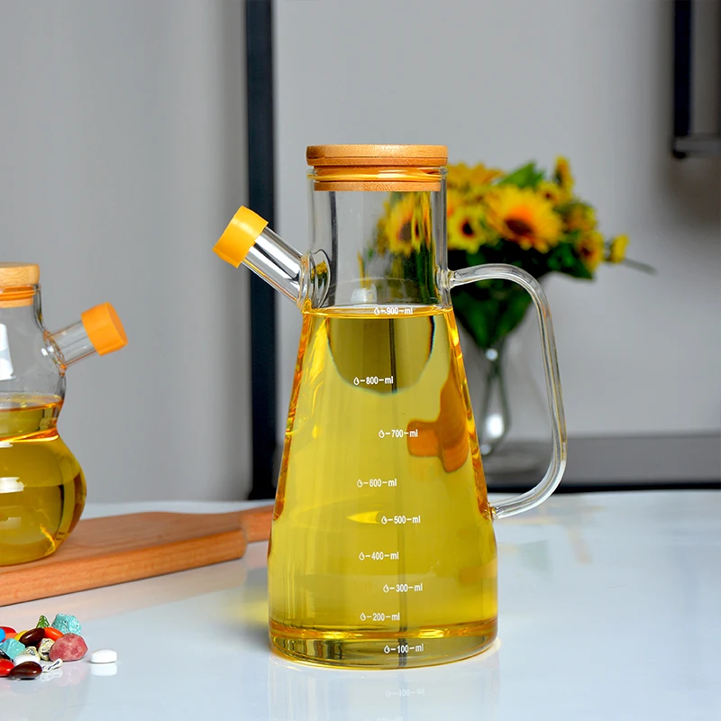 

Transparent Borosilicate Glass Heat-resistant Oil Pots Seasoning Soy Sauce Vinegar Storage Bottle Kitchen Restaurant Supplies, Clear transparent
