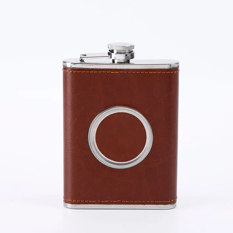 

Mikenda foldable hip flask custom logo leather hip flask stainless steel