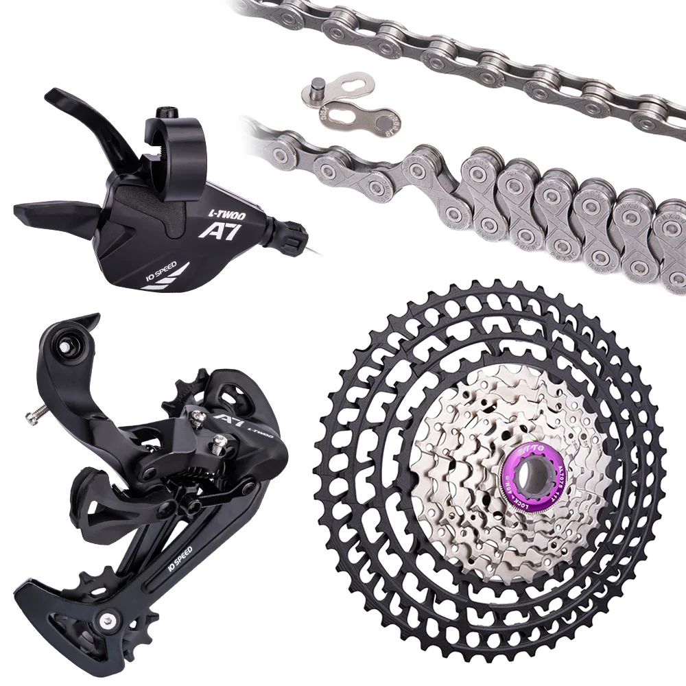 

ZTTO MTB 10 Speed 11-42T 10v Groupset 11/50T Wide Range Cassette 11-36T K7 With Chain Shifter Derailleur 10s Group Mountain Bike, Silver, black-silver