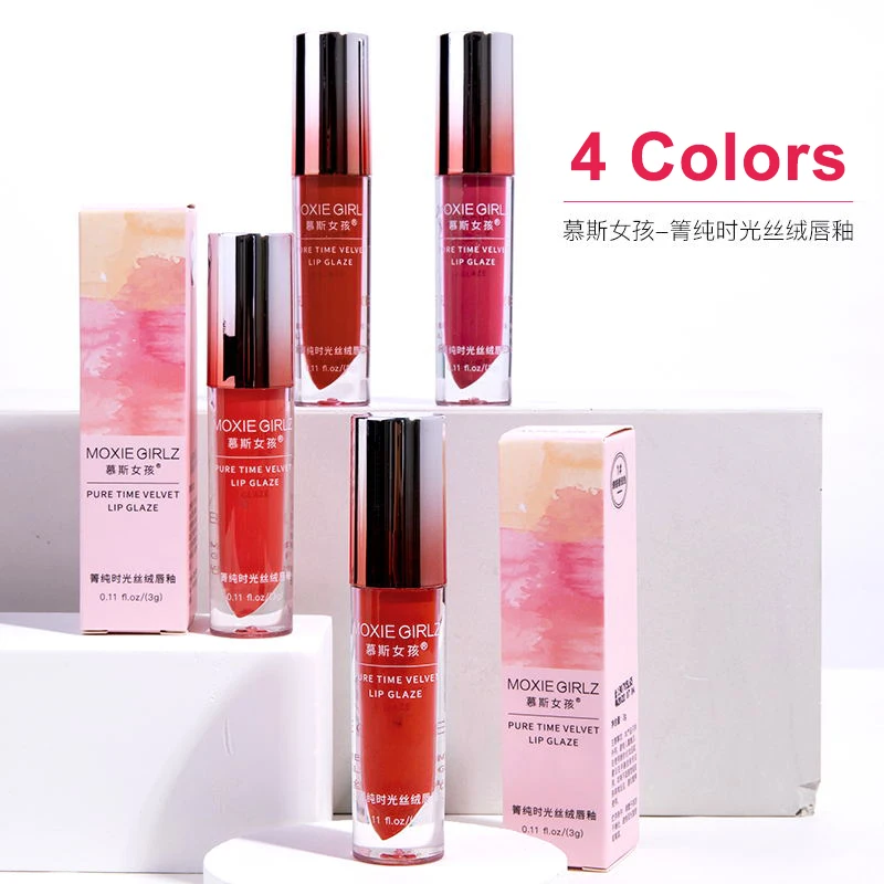 

OEM Private Label cosmetics Makeup Women Lipstick Fashion Sexy 4 Colors Waterproof Nude Matte Lip Gloss