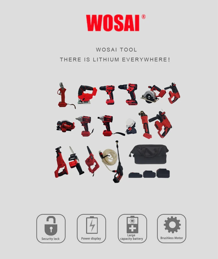 Wosai 20V Outils électriques sans fil Ensemble Combo outil professionnel  Kit Jeu de la boîte à outils - Chine Les outils électriques Outils sans  fil, l'outil Set