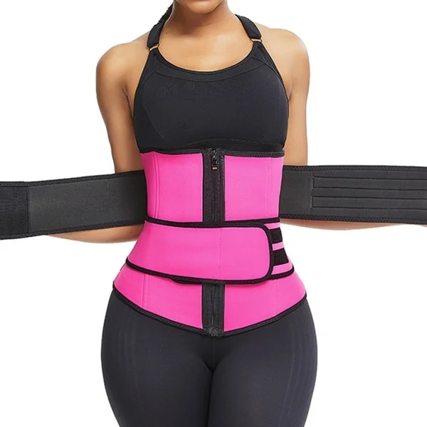 

Wholesale Two Strap Double Belt Neoprene Waist Trainer Corset Women Plus Size Workout Girdle for ladies slimming, Black, pink