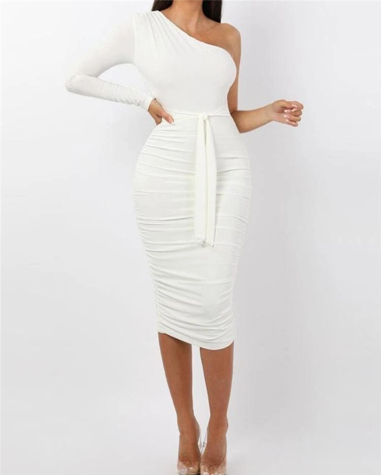 

Wholesale Ladies Party Dresses One Shoulder White Cocktail Dress