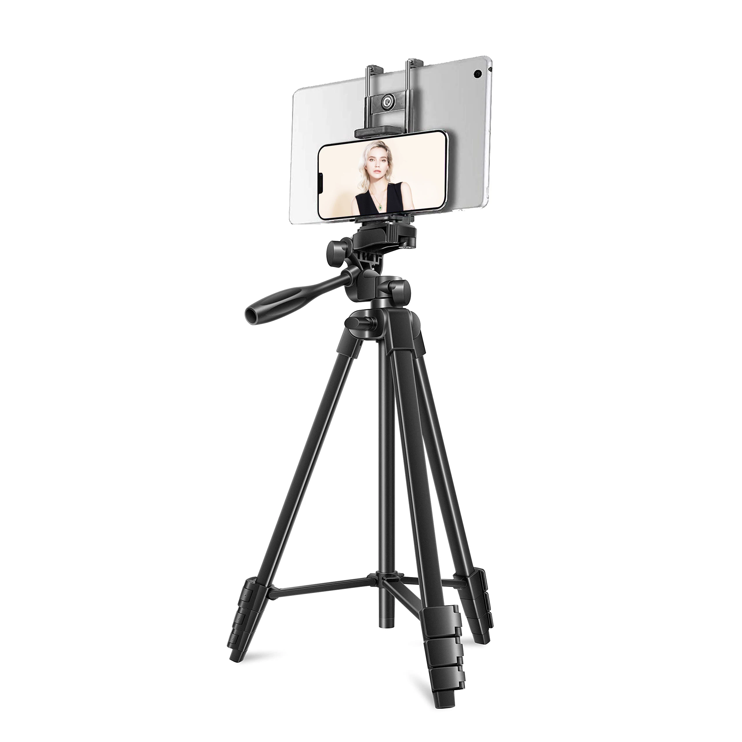 

2 in 1 Clip Lightweight Travel Video Mobile Camera Phone Holder Selfie Tablet Tripod Stand