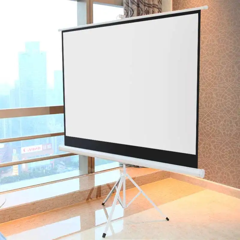 

Portable Indoor Outdoor Projector Screen, 100 Inch Diagonal Projection HD 4:3 Projection Pull Up Foldable Stand Tripod, Soft matte white