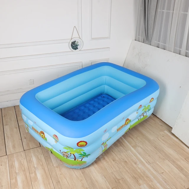

150cm180cm three layer Print bubble bottom family adult durable inflatable Summer children's rectangular swimming pool game pool
