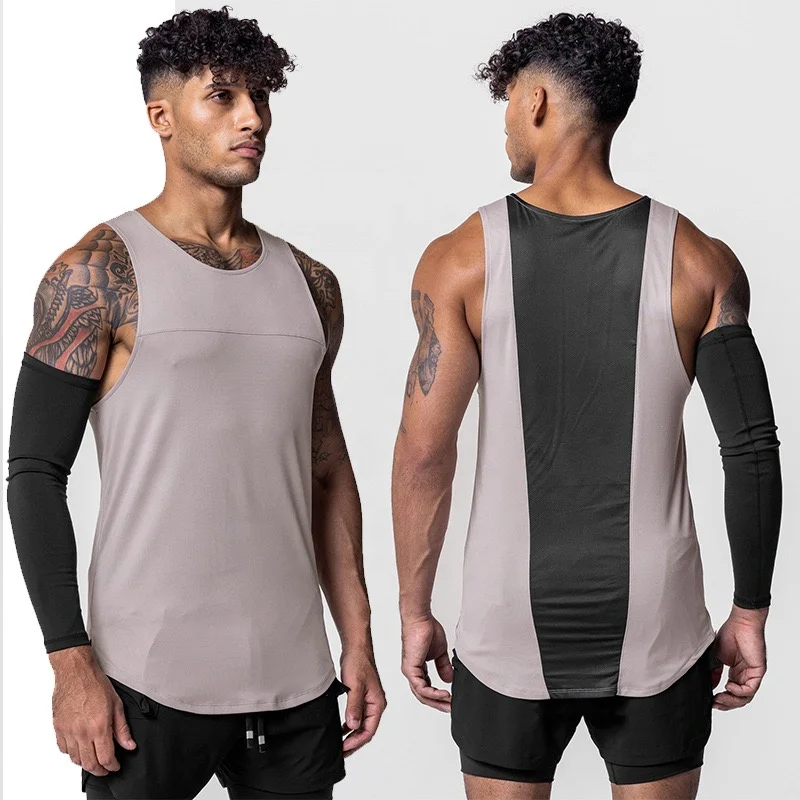 

Custom Polyester Mens Cross Fit Sleeveless Shirt Curved Hem Gym Singlet Gym vest Workout sleeveless shirt Workout gym singlet