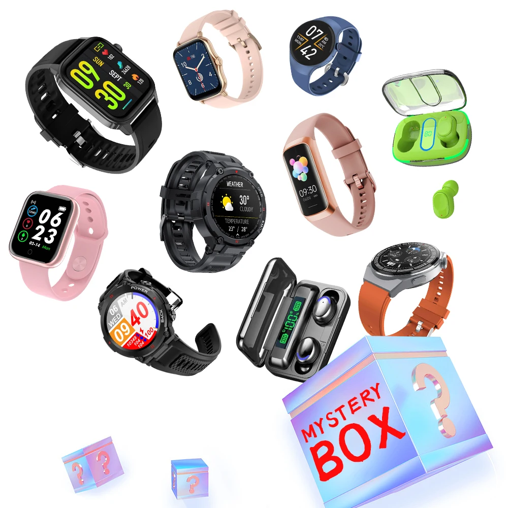 

2024 New Smartwatch Earphone Lucky Mystery Box Blind Box Watch Mystery Box Random Alloy Gadgets Electronic Electronica Rubber