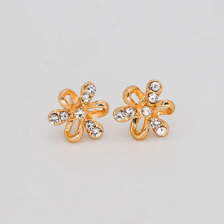 

Factory direct supply gold flower stud earring fancy diamond earrings stud for young girl