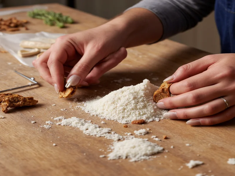Hands testing different craft materials on wooden table