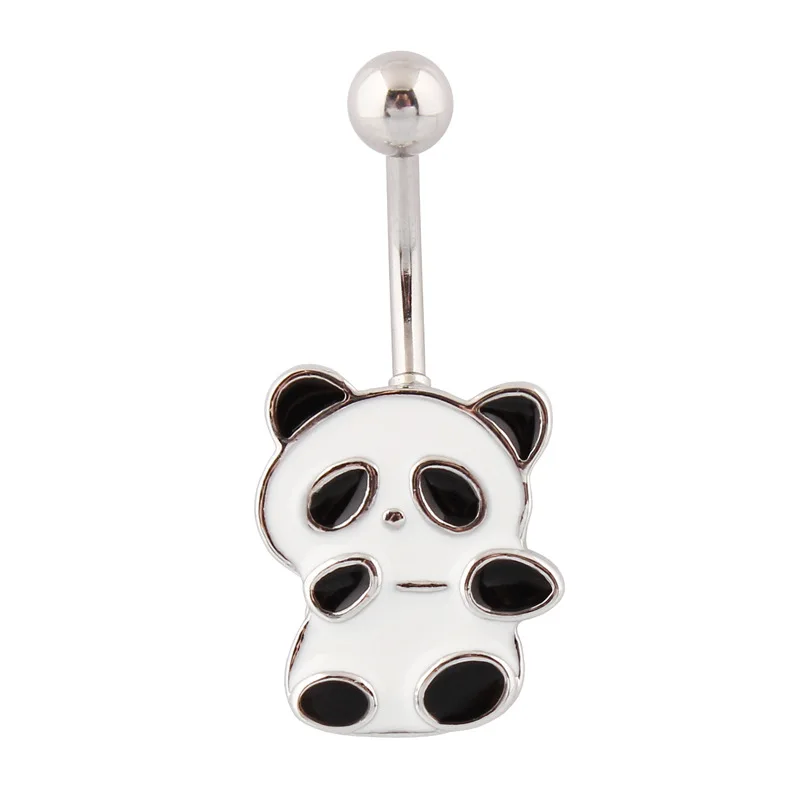 

2020 Women Enamel Surgical Steel Crystal Zircon Nickel Free Sexy Animal Panda Jewelry Body Belly Button Navel Piercing Ring