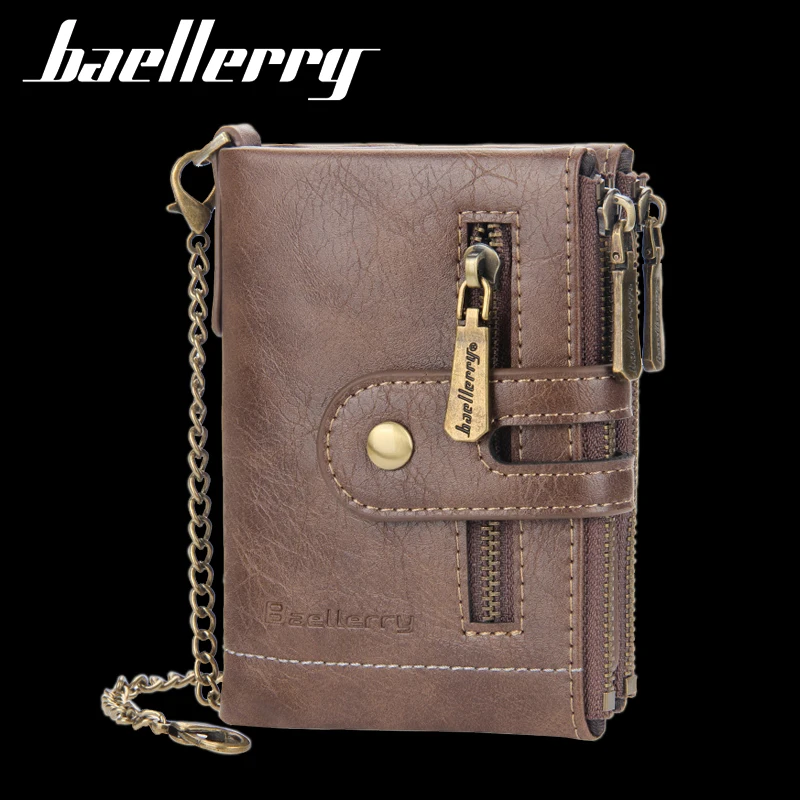 

baellerry 2021 carteras para hombres Vintage Coin Purse short minimalist wallets chains Small Mini leather wallet for men, Picture