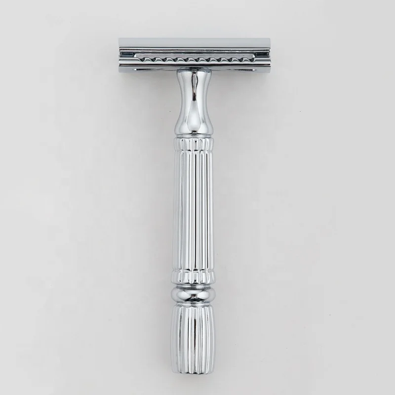 

Classical safety razor 3 piece alloy handle silver color razor double edge blade razor, Sliver