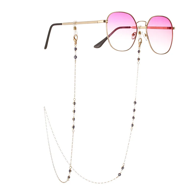 

Trendy Blue Eyes Beaded Sunglasses Chain Earphone Anti Lost Lanyard Gold Plated Masking Chain for Man Women, Colorful