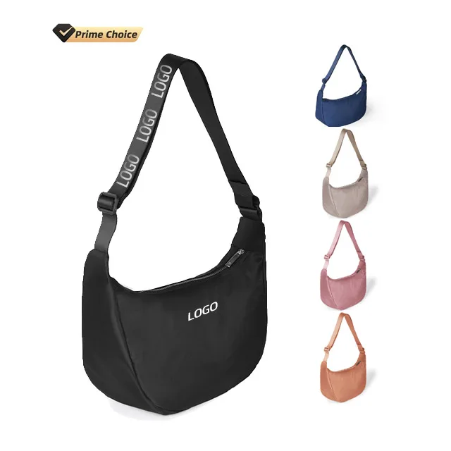 

Custom nylon Soft Casual Crescent moon Bag Crossbody Bags for Women Trendy Small Medium Nylon Fanny Pack Sling Hobo Crescent Bag