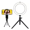 Factory direct desktop live ring fill light mobile phone bracket tripod set 6 inch led photography beauty lamp