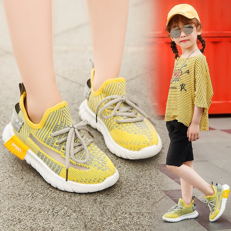 

China popular footwear personalized kids sock sneakers children sports shoes, Yellow,pink, black