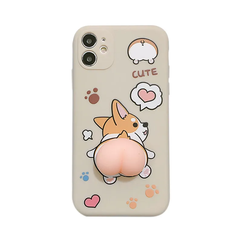 

New Cartoon Funny Cute Puppy Soft TPU Corgi Tail For iPhone 12 Pro Max, 2 colors
