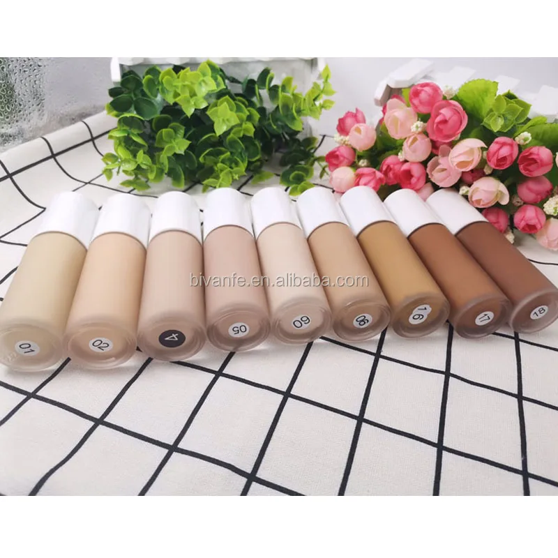 

no logo vegan makeup private label mineral black dark foundation vendors, 9color