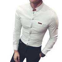 

Hot Sale Wholesale Office Wear Mandarin Collar White 5XL Plus Size Long Sleeve Shirts For Men