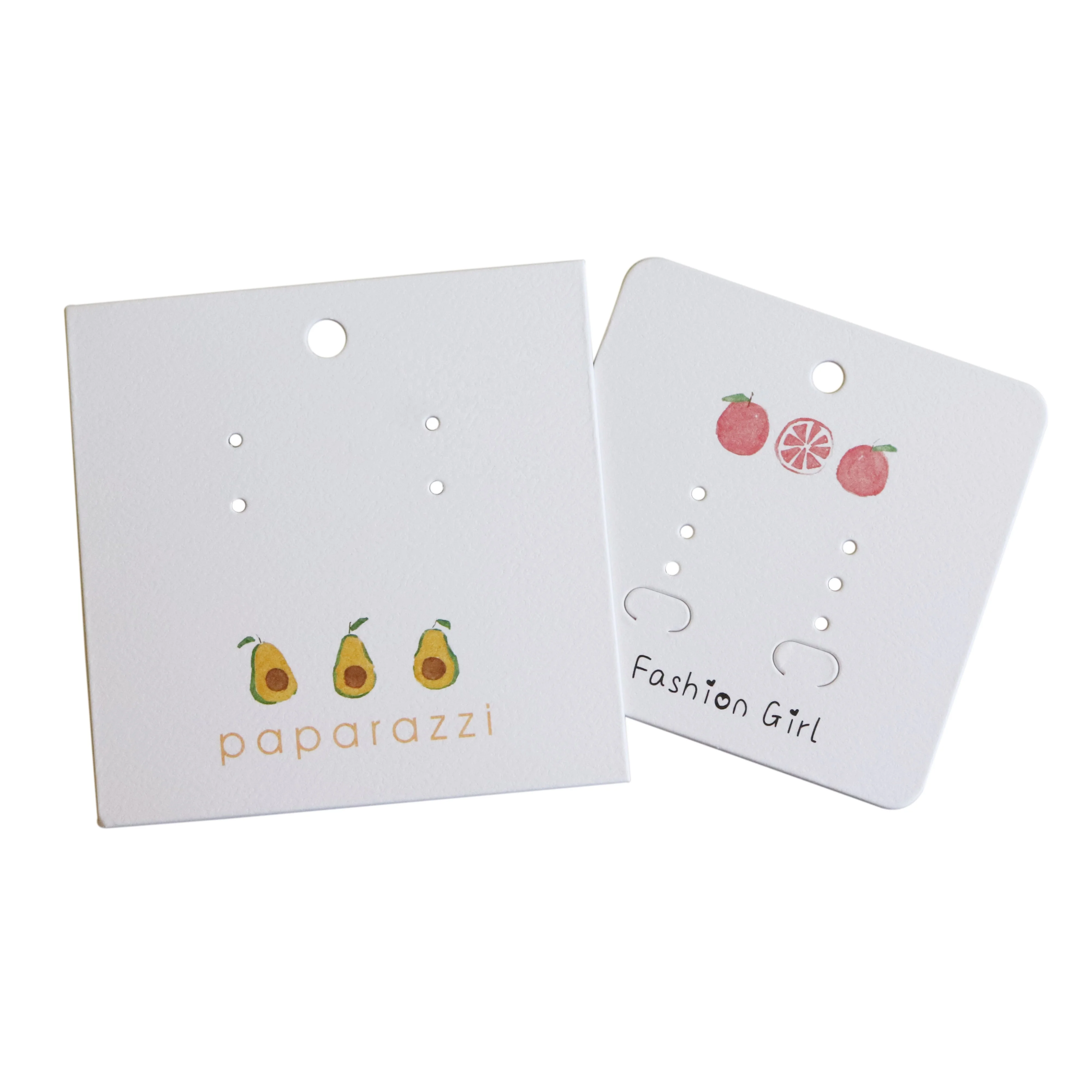 

Custom Logo printing Cute White cardboard Earring card Jewelry Display holder Necklace Packaging for girl, Customized color