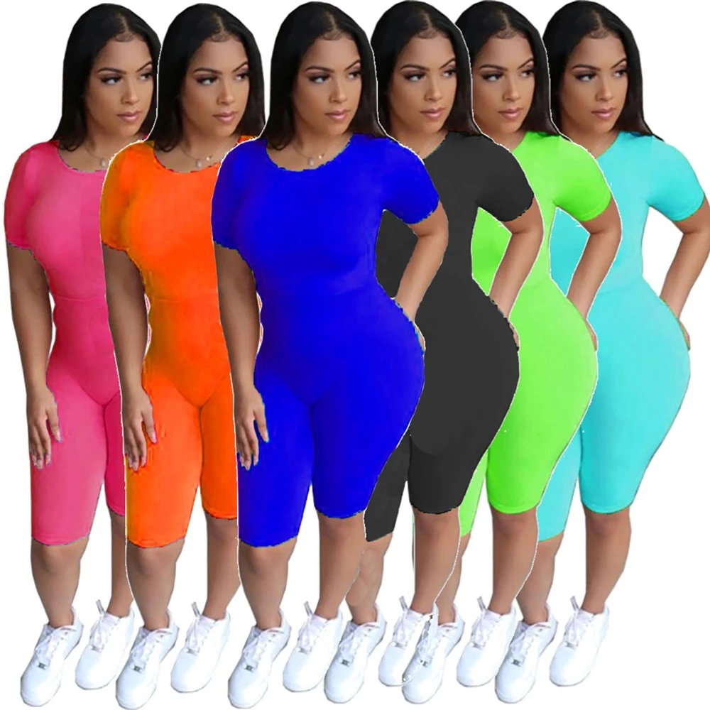 

Customized Logo Women fashion Suits Casual Clothing solid color tops and shorts two piece sets