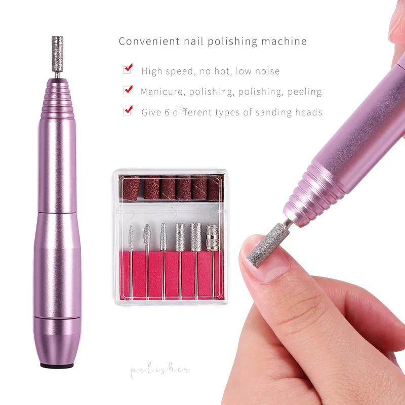 

Misscheering Electric Professional polisher Nail Art Machine Drilling Grinding Pen Nail Drill Manicure Pedicure Tools File, Pink