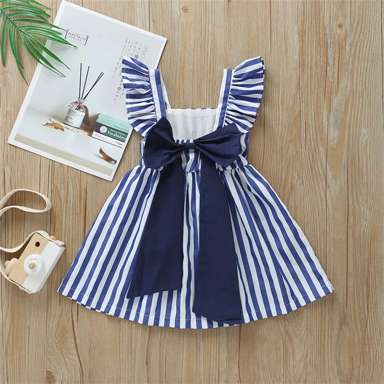 

Summer Clothing 1-5Y Infant Kid Baby Girl Cute Striped Dress Sleeveless big bow A-Line girls Dresses