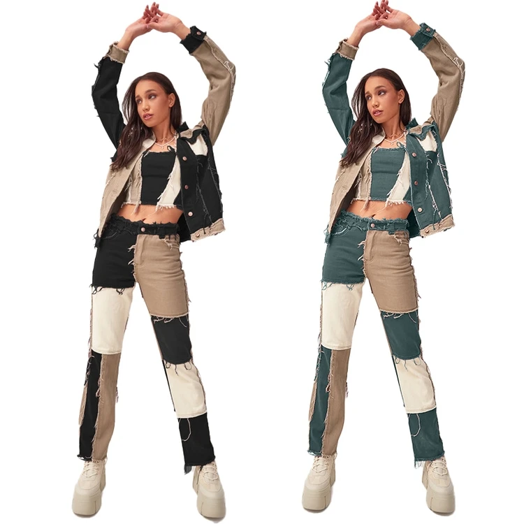 

2021 New Arrival Women Jeans Trousers Plus Size Women's Skinny Denim High Waisted Jeans Women Patchwork Tassel Trousers, As picture