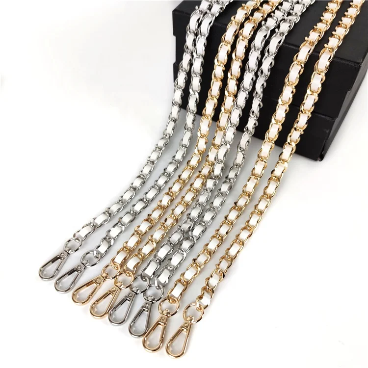 

MeeTee BD335-White Women Handbag Accessories PU Alloy Bag Chain, Gold/silver