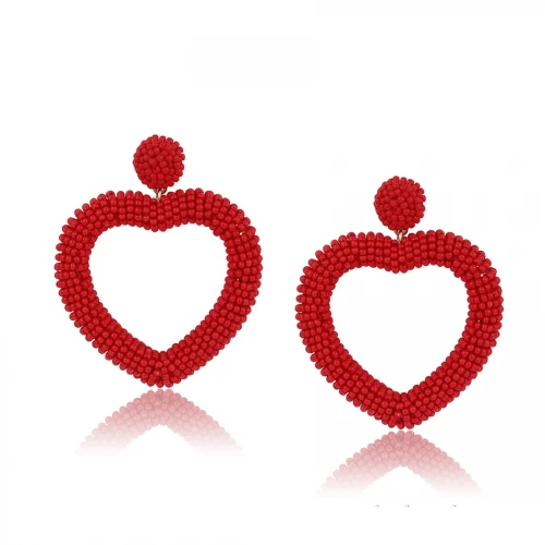 

99571xuping fashion cheap jewelry big heart red beads dangling earrings, 18k gold color