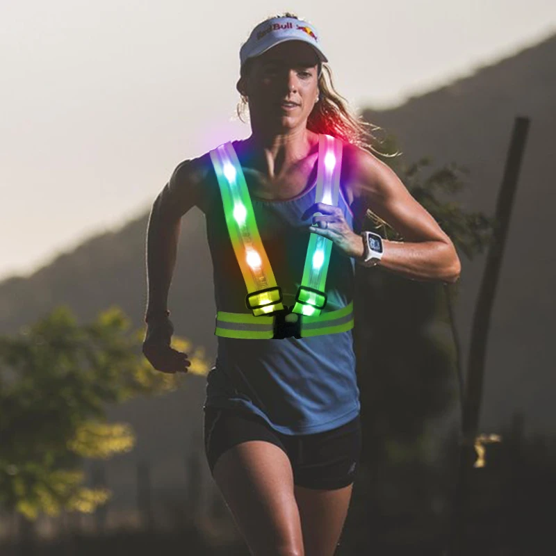 High Visibility Breathable Adjustable Flashing Led Light Reflective