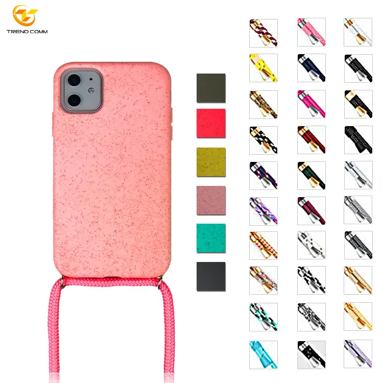 

Biodegradable Pink Wheat Straw Sling Crossbody Custom Bags For iPhone 6 7 8 SE, Transparent